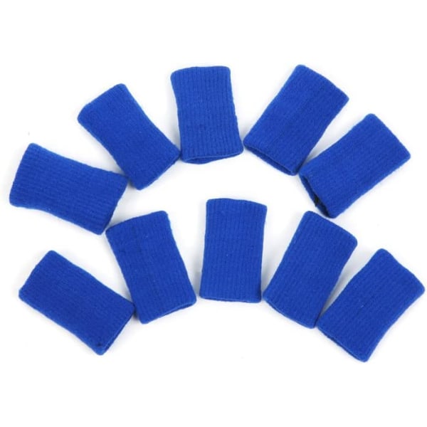 Blå - 10 elastiske fingerputer, fingerbeskyttere med sportshjelp
