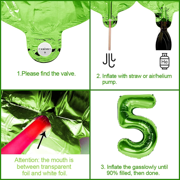 4 års födelsedag Dino-ballonger, 100 cm jättelik nummerballong 4, Bi
