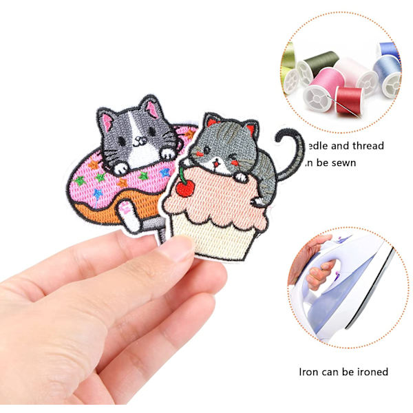 18 stk. stryge-på-patches, mini katte tøj patches, søde killing P