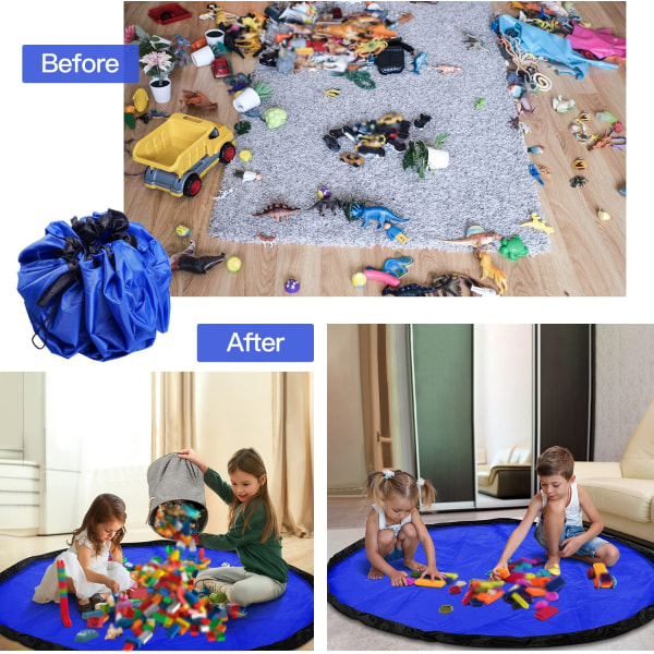 Lasten lelujen säilytyslaukku, 2 in 1 irrotettava lasten leikkimatto ja lelu