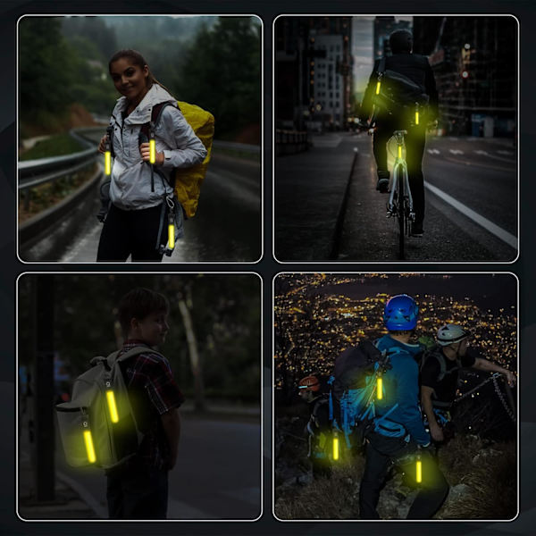 (Gul) 6 stk. Reflekterende LED Blinkende Lyspose Vedhæng - 3 LED-tilstande - Sikkerhedslys - R
