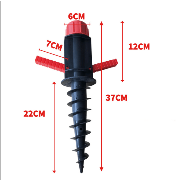 sort Fod, Parasolholder, rød, Skruebeslag, Jordstik, D