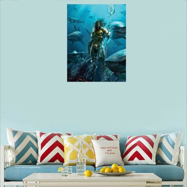 (Aquaman, 30*40cm) 5D DIY Diamantmaleri Kit, Tegneserie Broderi Diamantmaleri Komplette 5D Kit, Rhinestone Art Korssting Diamantmaleri Digital Voksen Børn Vægindretning