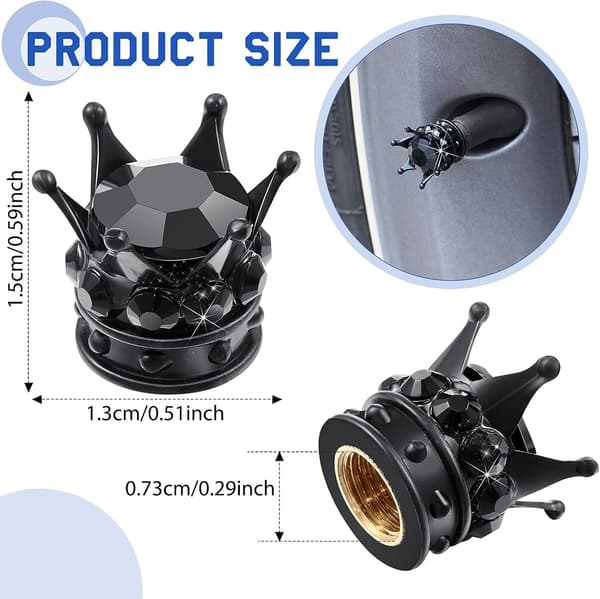 4 Krone Ventilkapper Universal Bling Ventilkappe Krystal Ventilkappe R
