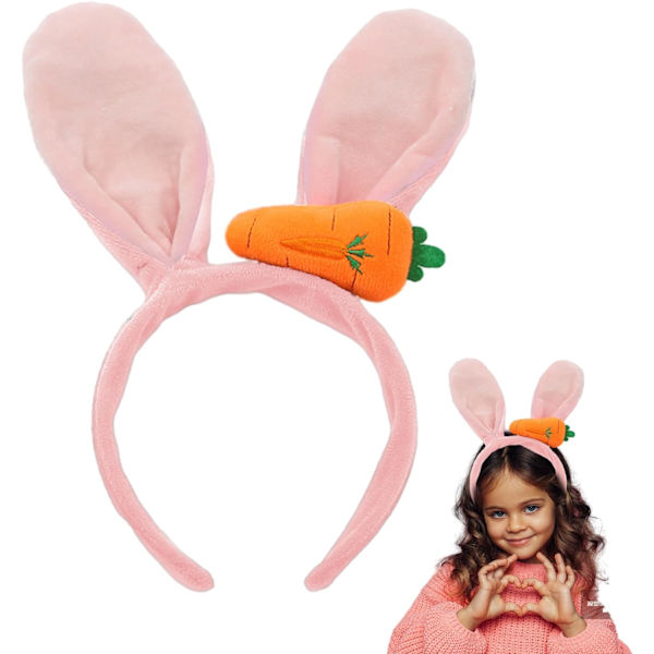 Påskehareører Hodebånd (Rosa) med Gulrot, 1 Hare Hodebånd,