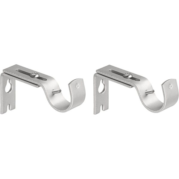 Adjustable Curtain Rod Wall Bracket Hooks, Set of 2, Silver Nick