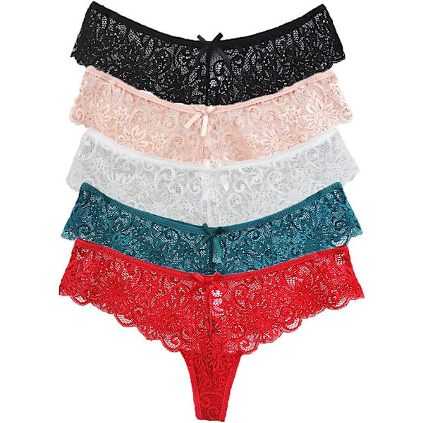 Naisten seksikkäät pitsiset alushousut G-string ja Tanga 5 pakkausta