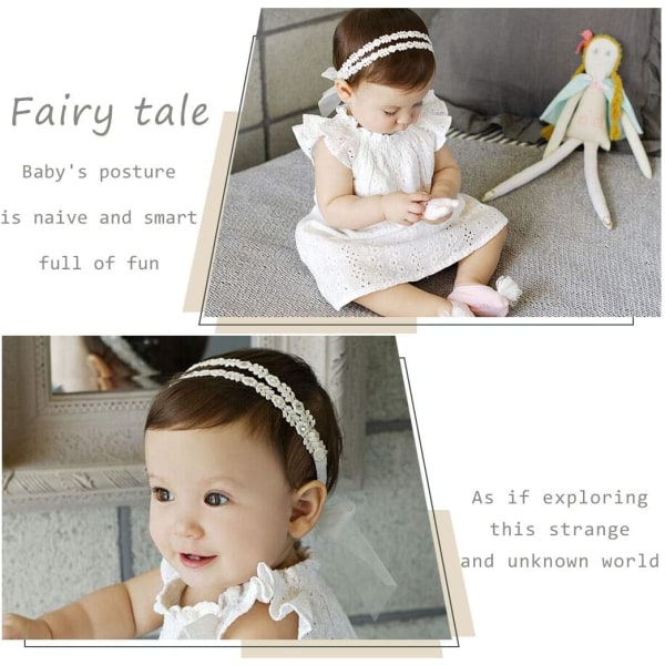 Baby Girls Huvudband Elastisk Dubbel Spets Blomster Huvudband Mjuk Bo