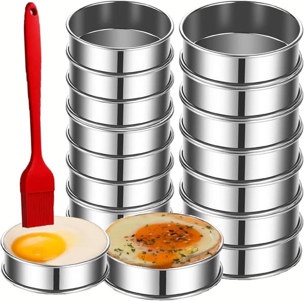 16 kpl Crumpet-renkaita, 4 ja 3,15 tuumaa