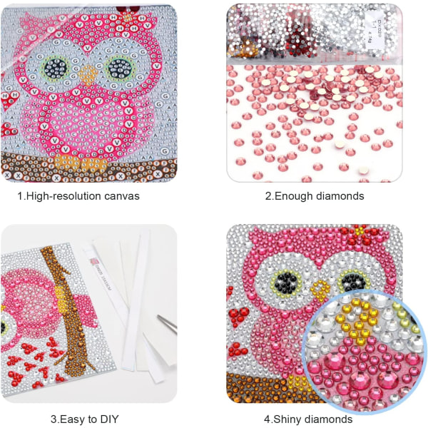 5D DIY Diamond Painting for Kids Kits, Owl Diamond Pasted Painti