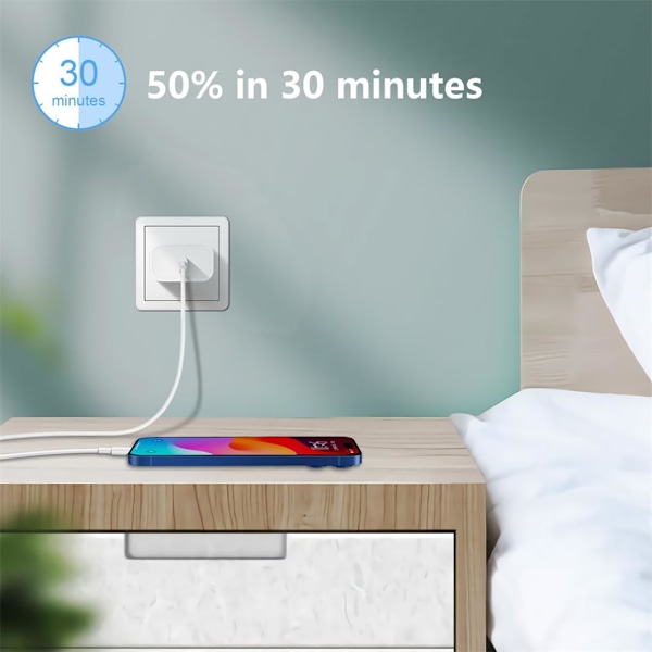 USB-C Laddare 20W Kompatibel med Apple Watch, 1-Pack Vit