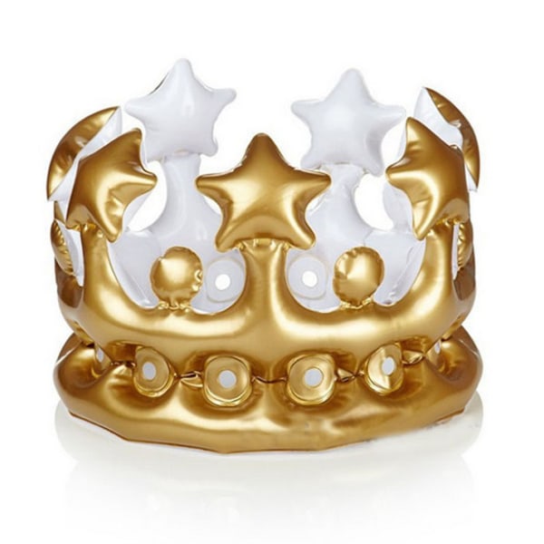 2 stk. gull oppblåsbare voksen Queen's Crown (23 cm diameter),