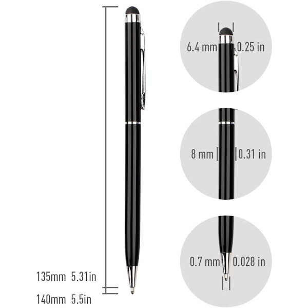 Sarja 12 satunnaista väristä kynää ja mustekynää, 2 in 1 Universal Capacitive