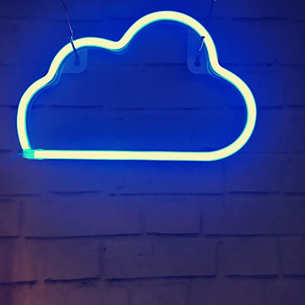 Blå Neon LED Moln Skylt Ljus Dekor, Väggdekor för Jul,