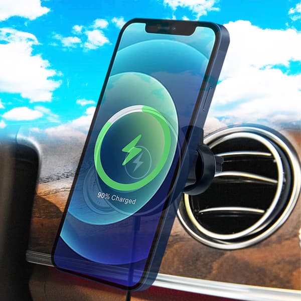 En sort magnetisk trådløs biloplader, egnet kompatibel iPhone13 App