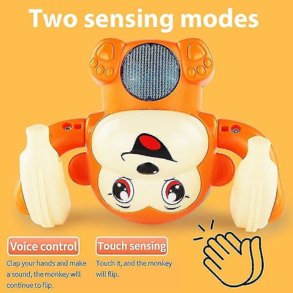 Baby Legetøj Elektrisk Tumbling Monkey Lys Musik Puslespil Lyd Tipping Abe Kinder Legetøj Blå