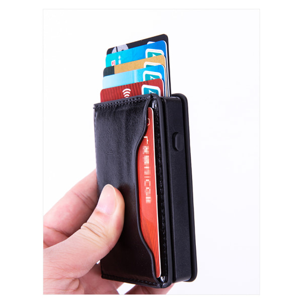 (Sort PU)Minimalistisk taktisk herre lommebok, Anti-RFID-B Metal Sl