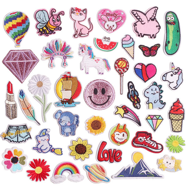 30 stk. Tilfældige assorterede styles broderede patches sy på/stryg på Pa