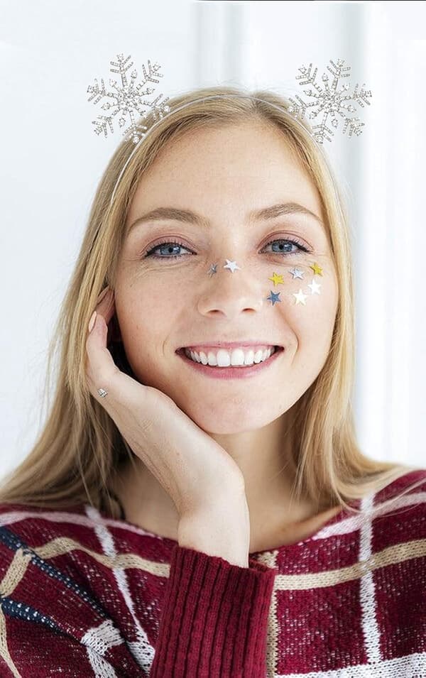 2 julehodebånd Xmas Rhinestone Snowflake hårbånd Cr