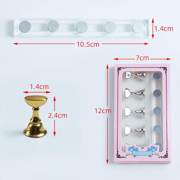 3 sæt akryl negle display stand (guld, sølv, pink) transparent