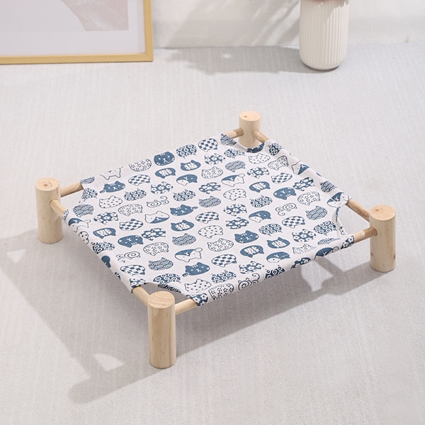 1 Set (Vit) Massivt Trä Canvas Husdjurssäng Hund Säng Katt Säng Quadrang