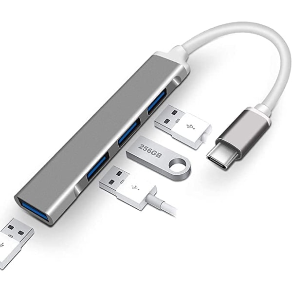 USB C -keskitin 4 in 1 USB moniporttinen sovitin, jossa on 1 USB 3.0 -portti USB H