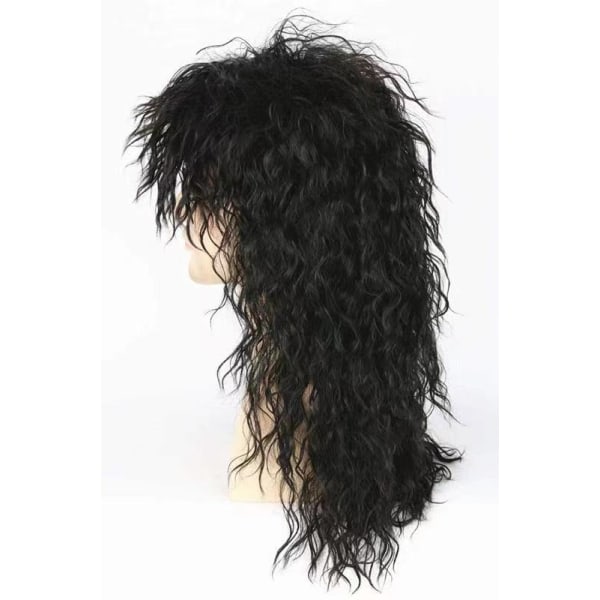 Sort top mænds 80'er mullet paryk rocker punk popstjerne paryk sort