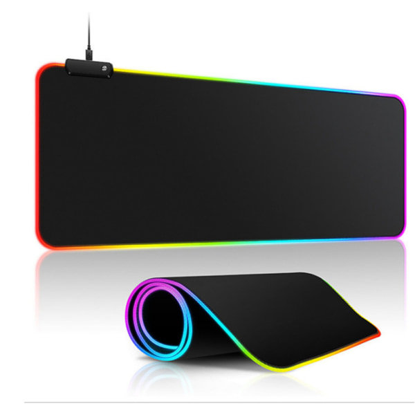 (Musta, 900*400*4mm) Erittäin suuri RGB-hiirimatto - Liukumaton