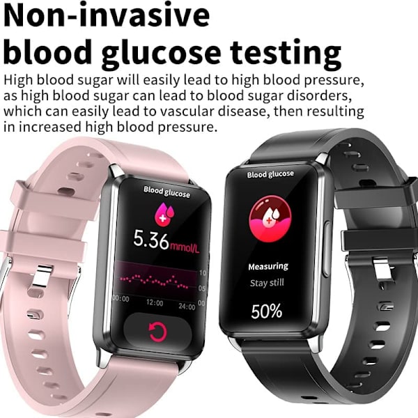 EP02 Blodsukker Smartklokke EKG+PPG HRV Hjertefrekvens Temp