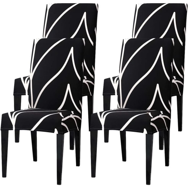 (Musta, 4 kpl) Stretch tuolin cover printed ruokapöydän tuolin cover R
