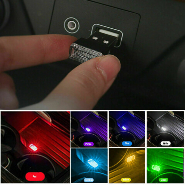 1* USB LED Car Interiør Lys Neon Atmosphere Ambient Lampe Pære