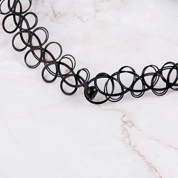 12 stk. Choker, One Size, Sort, Stilful Elastisk Sort Fiskesnøre Tattoo Halskæde, Choker Halskæde
