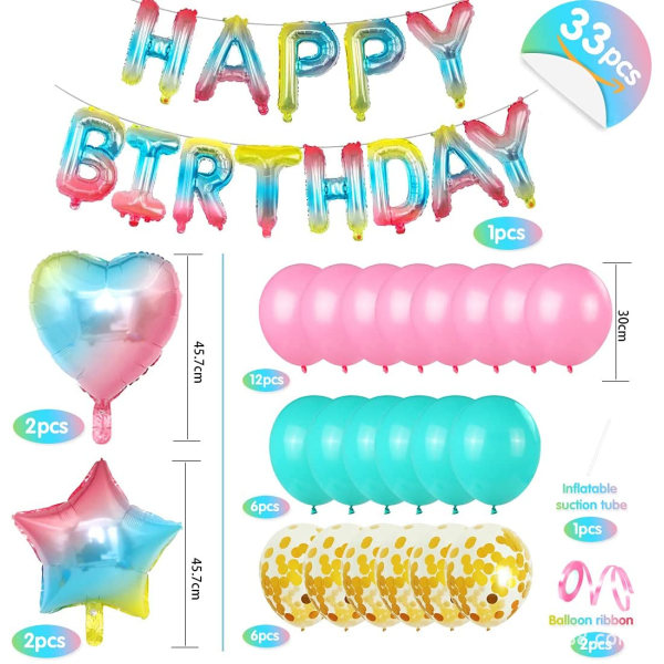 flerfärgad 9-födelsedag Flerfärgad ballong, födelsedagsdekoration