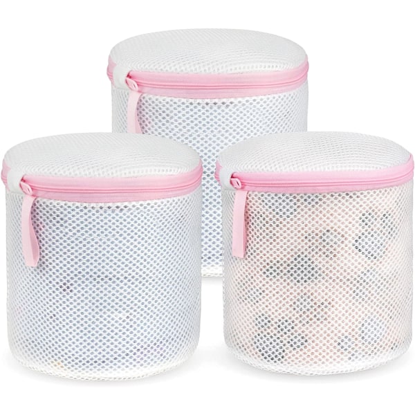 Vaskemaskin Nett, 3PCS Sylindrisk Vaskeripose med Glidelås for