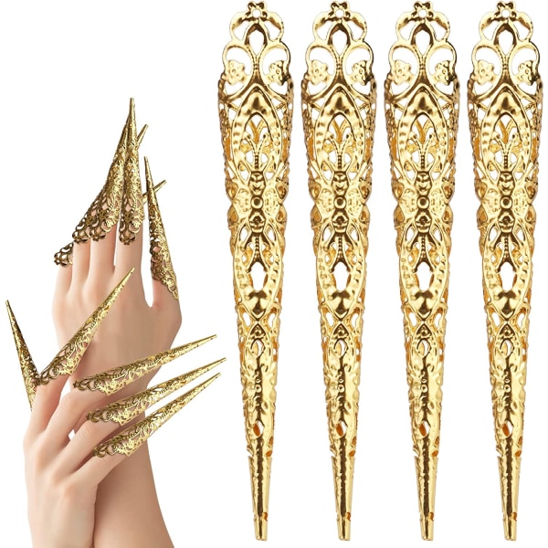 10 Pack Finger Nail Tip Claw Rings, Ancient Queen Costume Finger