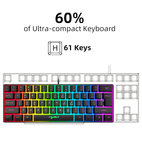 61-näppäimen pelimembraaniknäppäimistö RGB-valaistus mininäppäimistö Vario