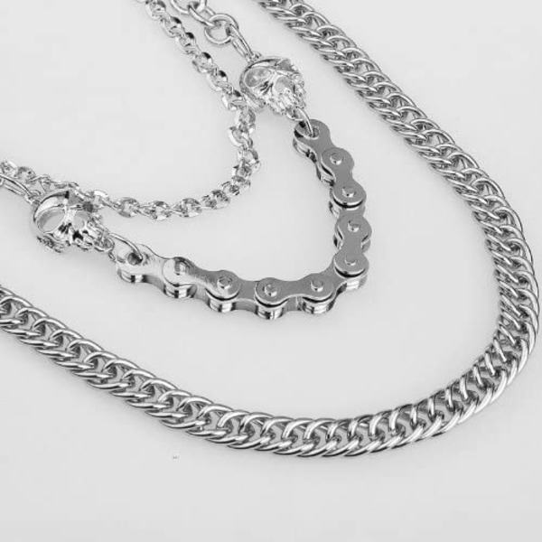 Biker Skull Wallet Chain Punk Män Cool Skull Punk Byxor Lång W