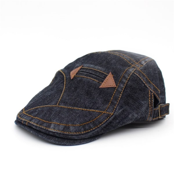 Slidt Denim Flat Cap Dobbelt Pil Beret Mænd Kvinder Solhat