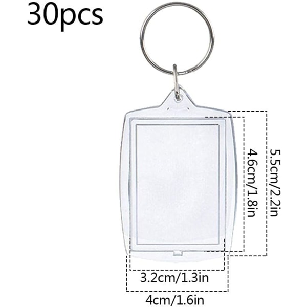 30 stk klare dobbeltsidede tomme billednøgleringe med splitring
