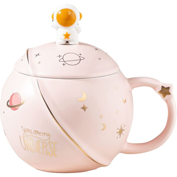Nyhet Søte Kopper Keramiske Kaffe Te Kopper Med Lokk Astronaut