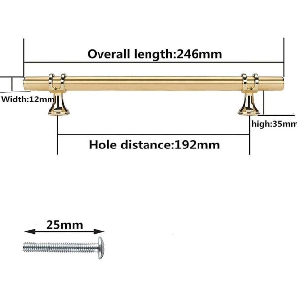 6 kpl huonekalukahvaa Keittiön kahva Kultakahva - Kulta Keittiön kahva Sinkkiseoslaatikon kahva Keskietäisyys 192 mm