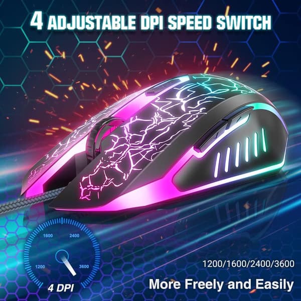 Kablet gamingmus, DPI opptil 3600, RGB
