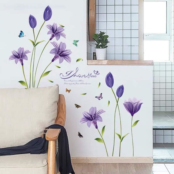 FLEURS de LYS seinätarrat violettina (160x85 cm) I kukka lilja pl