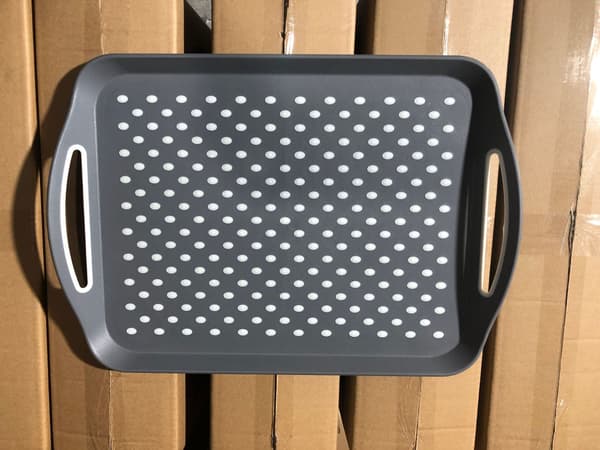 Sæt med 2 store skridsikre serveringsbakker - 32 cm x 4 - Sort + Hvid