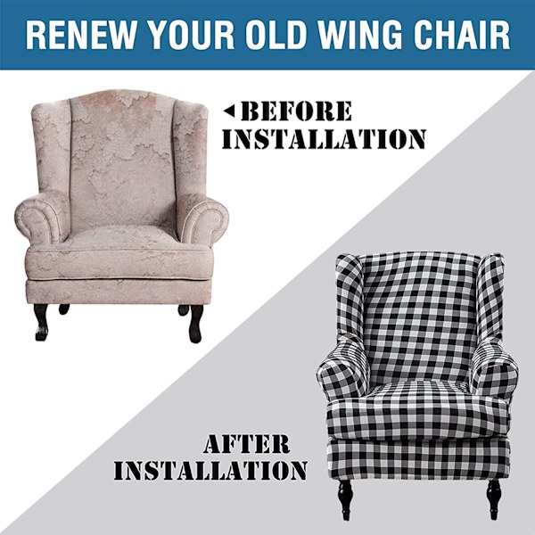 Wing-tuolin peitteet 2 kappaletta joustava spandex Wingback Chai