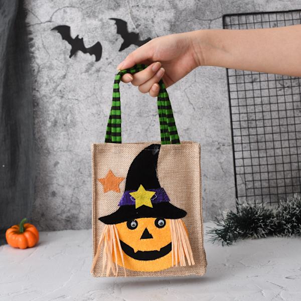 4 stk Halloween Gavepose Ikke-vevd Bærepose Godteripose Gresskarpose Gave
