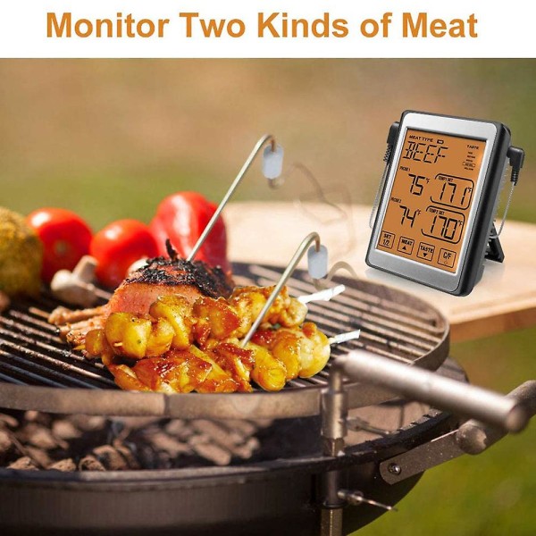 Kjøtttermometer, med 2 prober, med LCD-skjerm