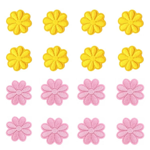 Broderad patch, patch-16 stycken (gul/rosa) C