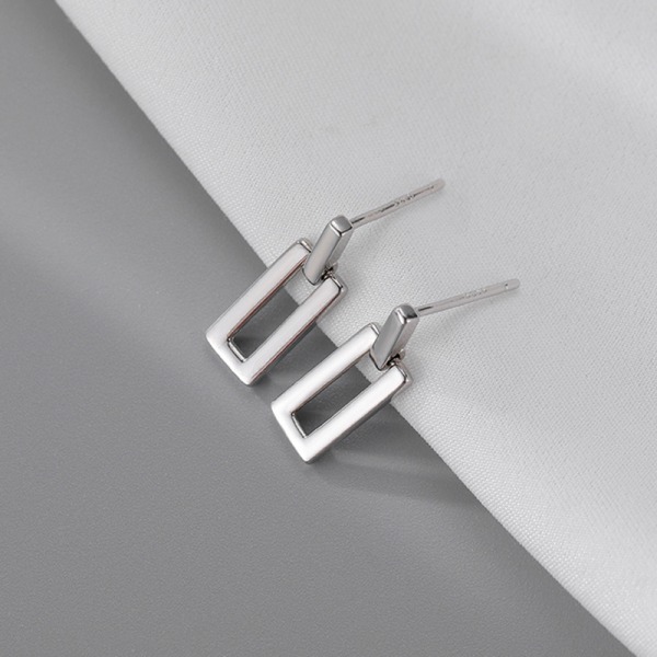 Silver små geometriska örhängen metallic vindörhängen enkel