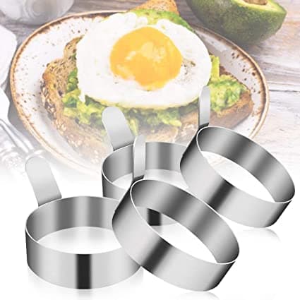 1 pakke eggering, eggformring 3,5 tommers non-stick rustfritt stål